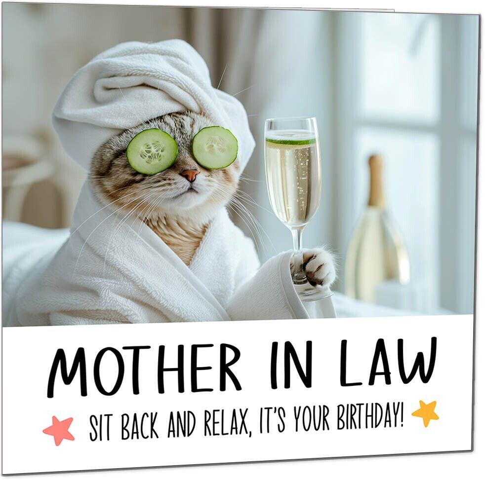 Birthday Card - Sit back and Relax Cat Spa - Funny
