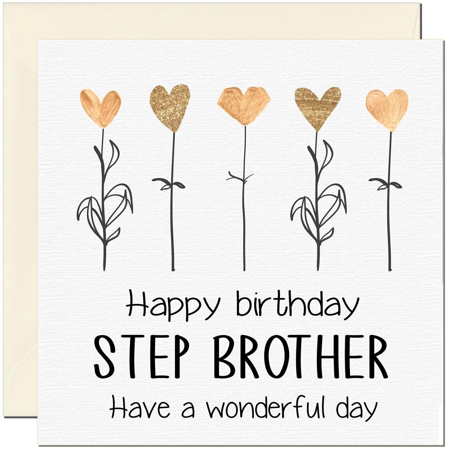 Birthday Card - Eco Friendly Elegant Heart Flowers Beautiful