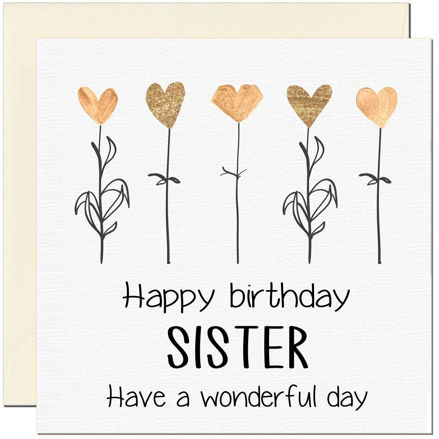 Birthday Card - Eco Friendly Elegant Heart Flowers Beautiful