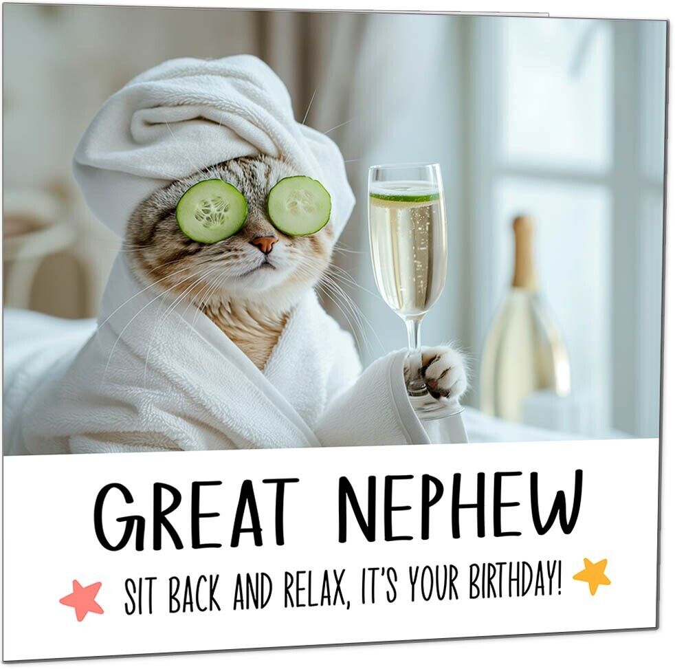 Birthday Card - Sit back and Relax Cat Spa - Funny