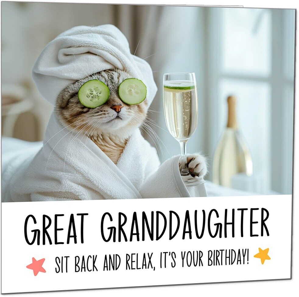 Birthday Card - Sit back and Relax Cat Spa - Funny