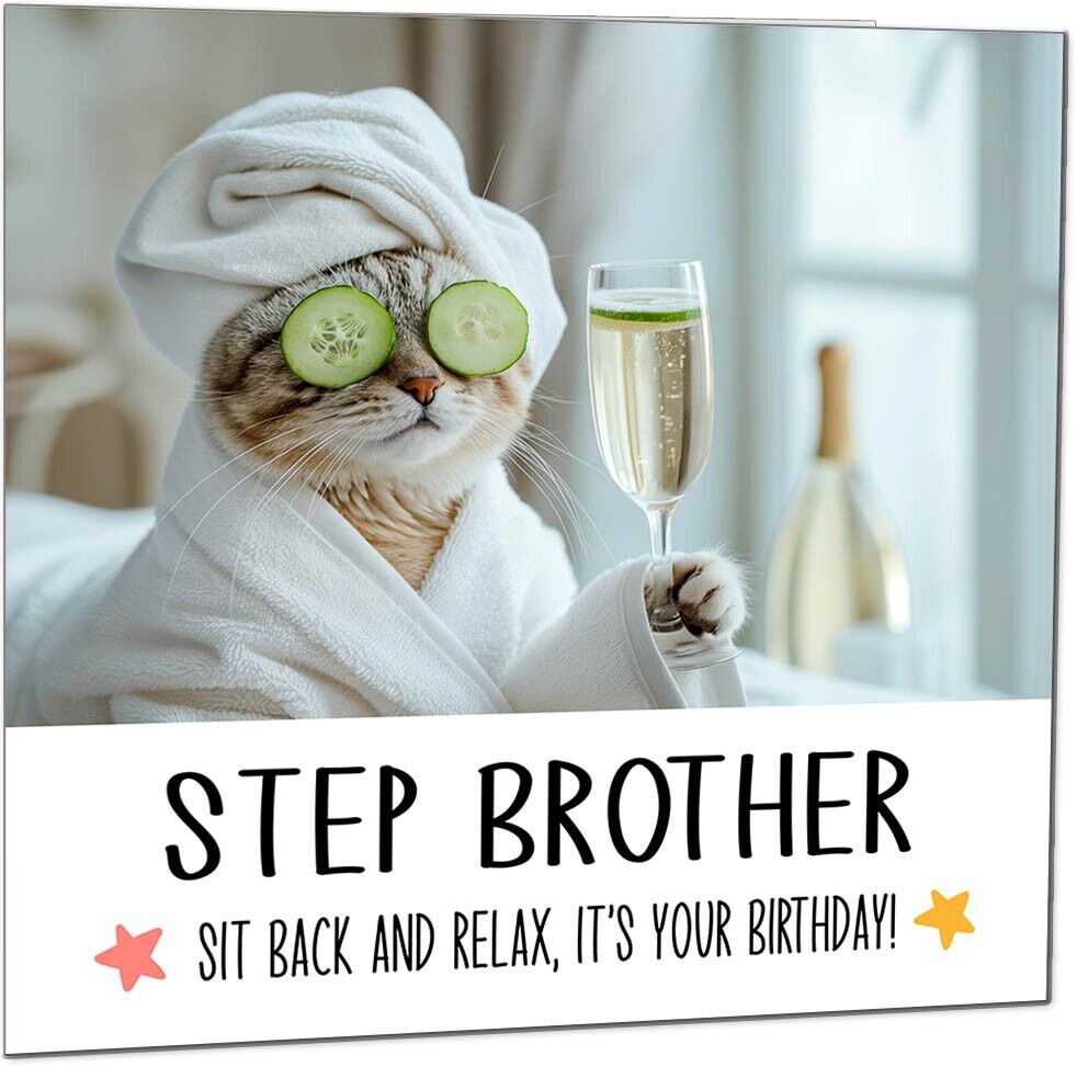 Birthday Card - Sit back and Relax Cat Spa - Funny