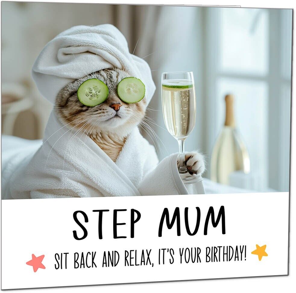 Birthday Card - Sit back and Relax Cat Spa - Funny