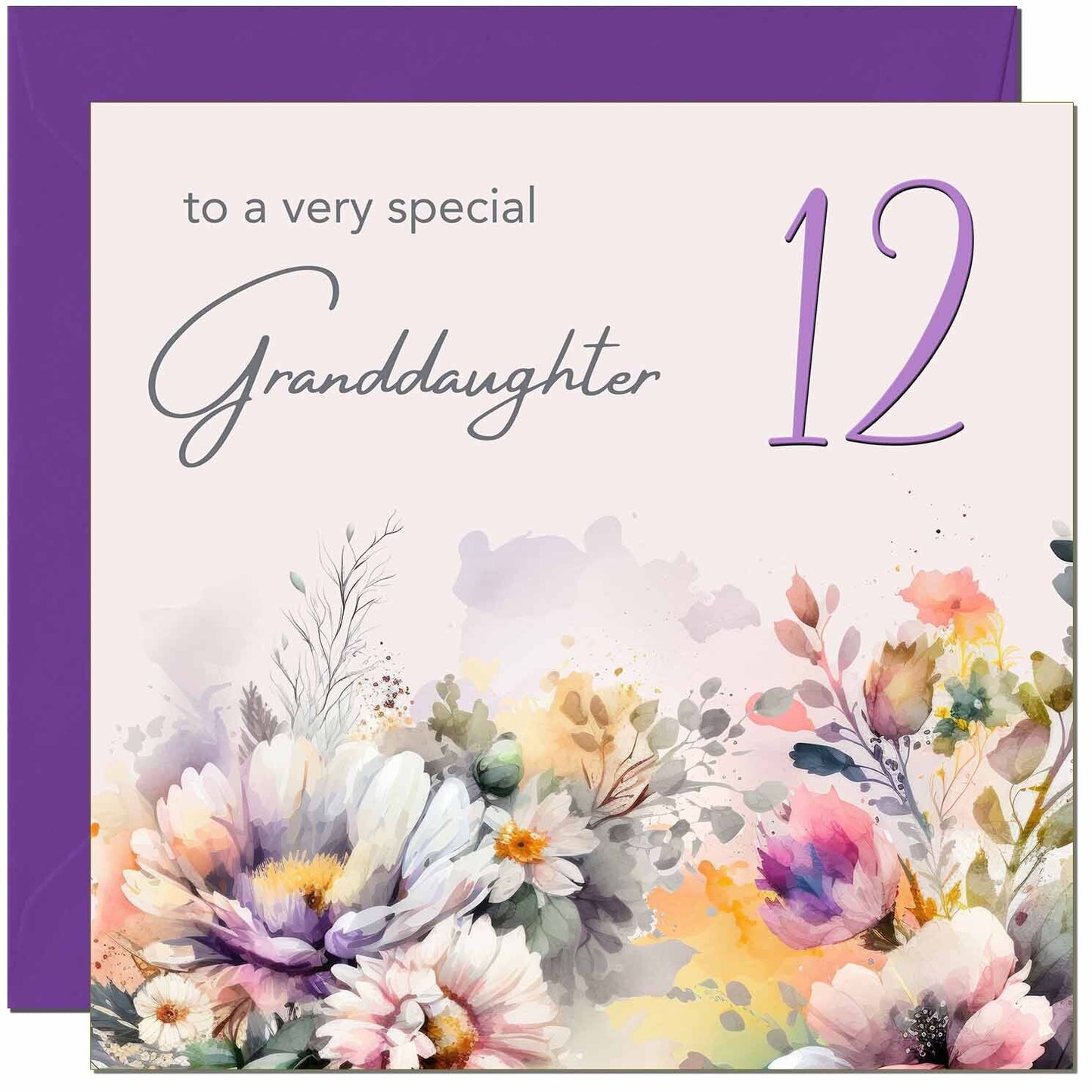 Granddaughter Birthday Card - Purple Floral Granddaughters