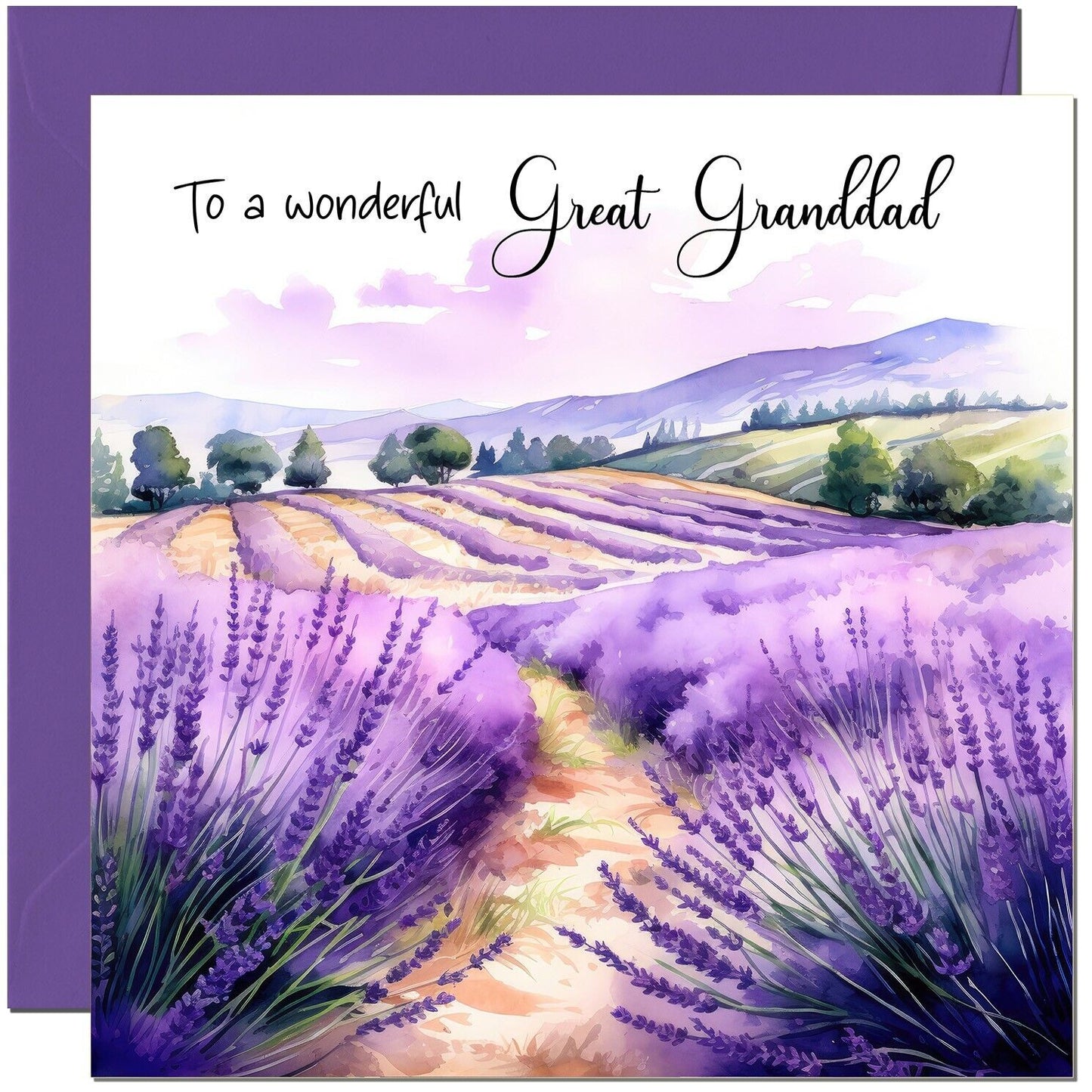 Birthday Card - Beautiful landscape Purple Lavender Fields