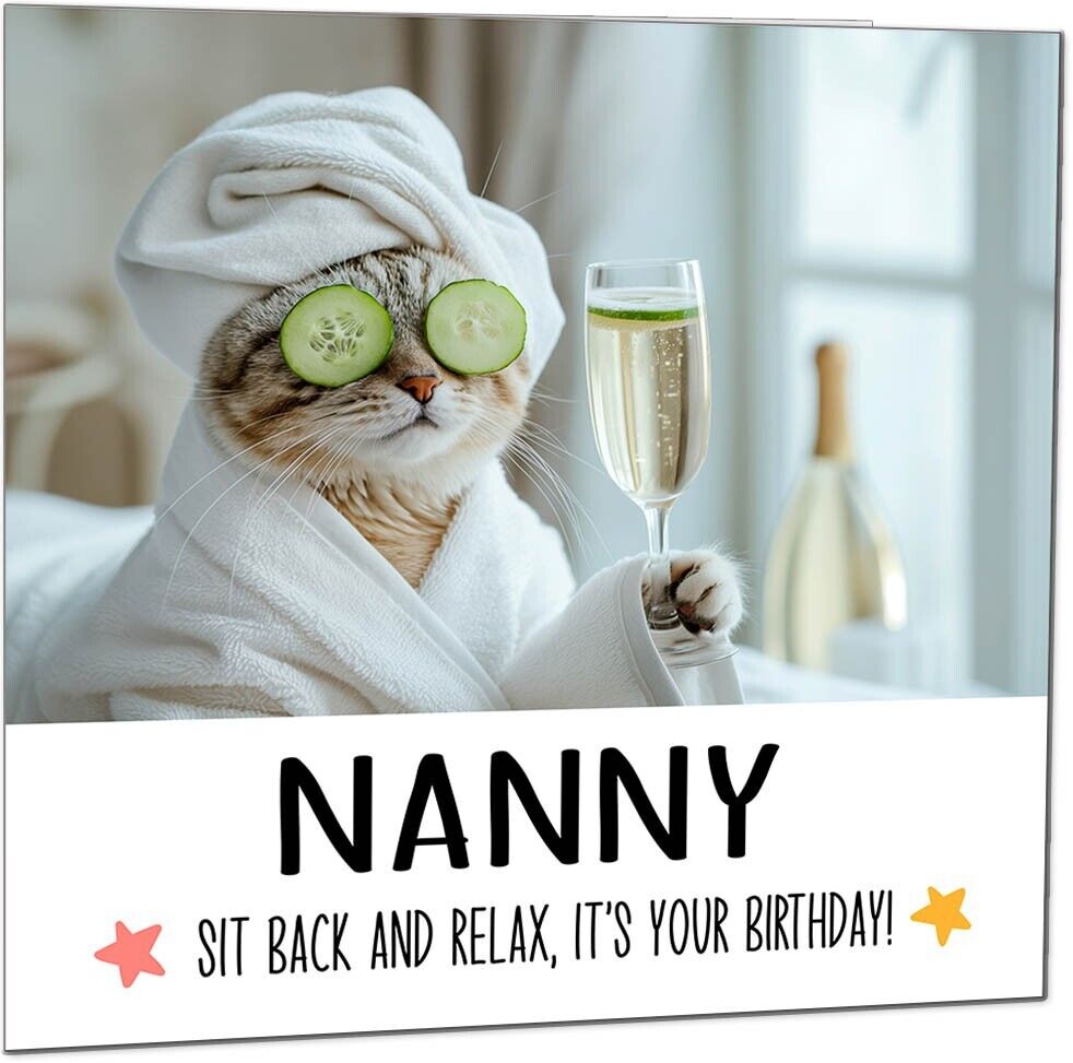 Birthday Card - Sit back and Relax Cat Spa - Funny
