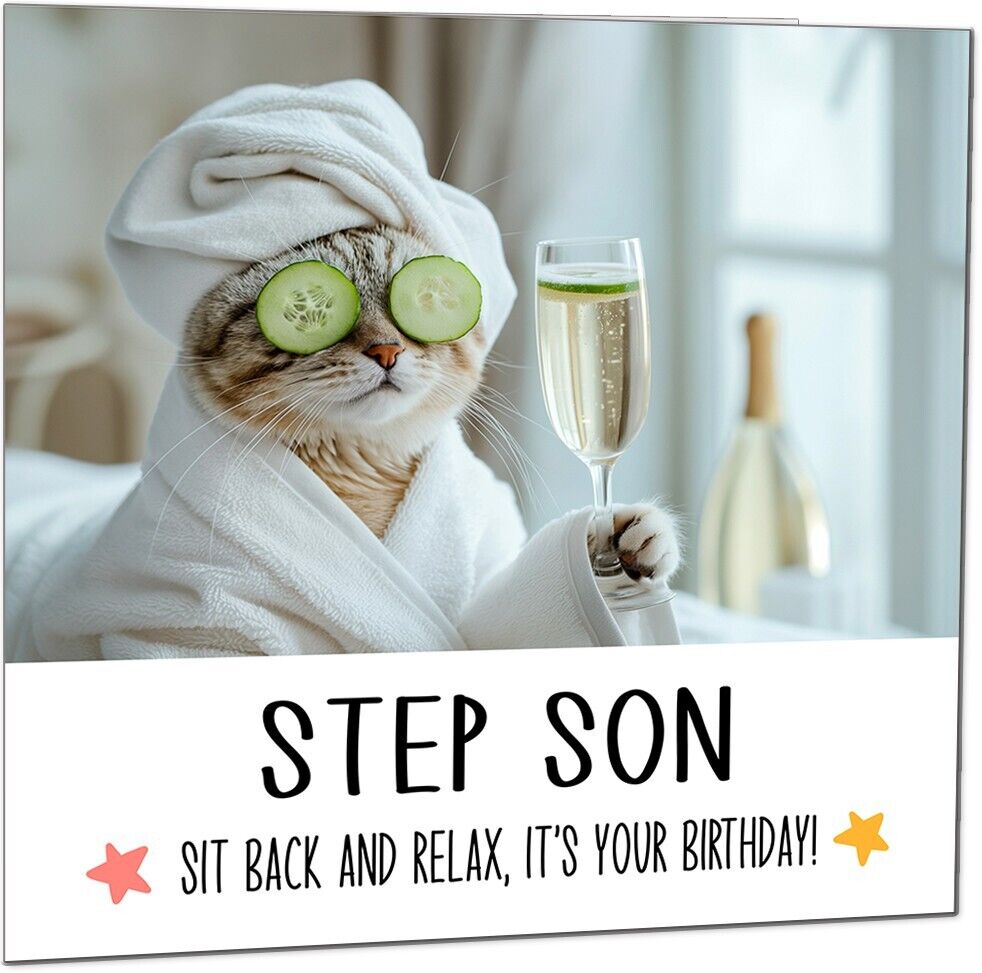 Birthday Card - Sit back and Relax Cat Spa - Funny