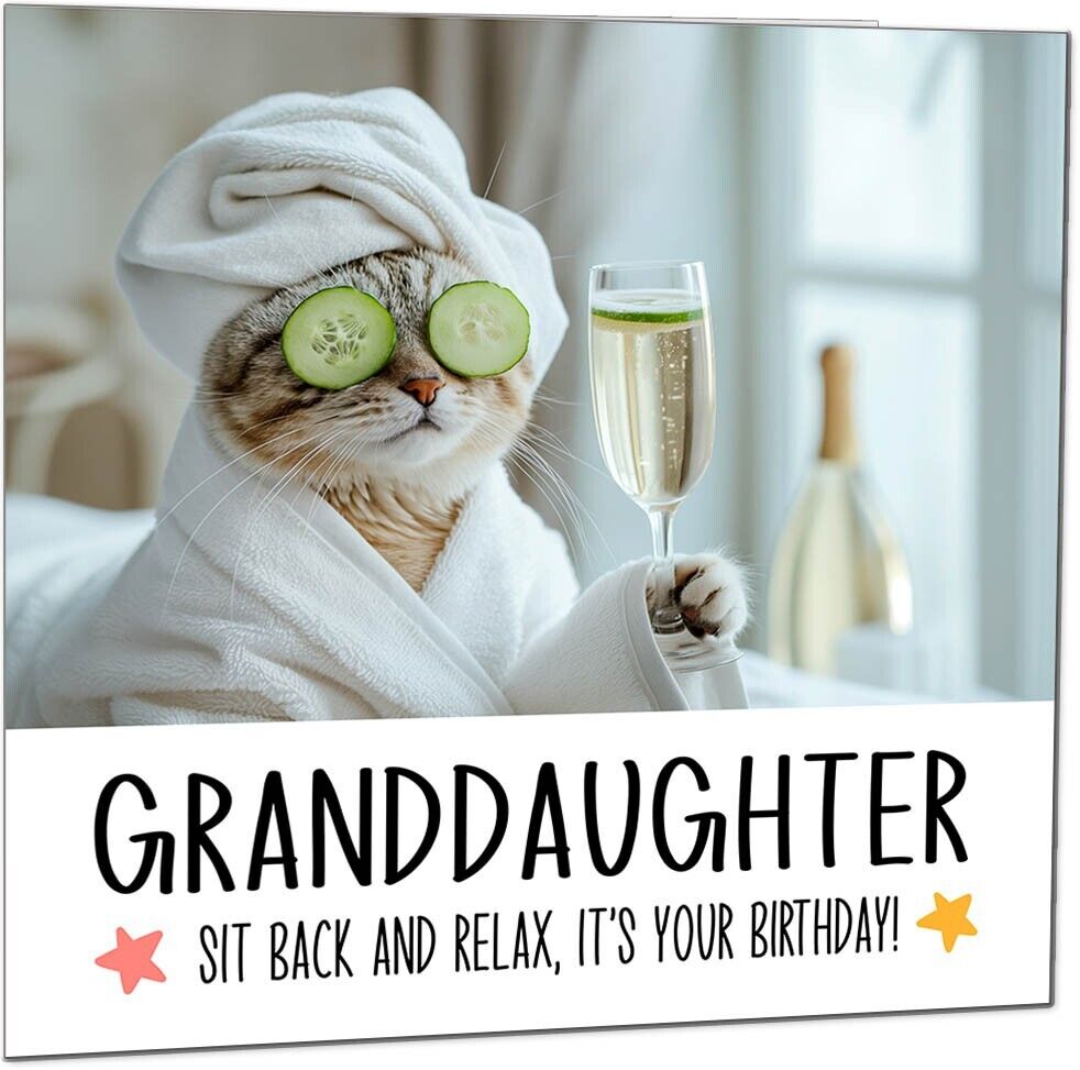 Birthday Card - Sit back and Relax Cat Spa - Funny