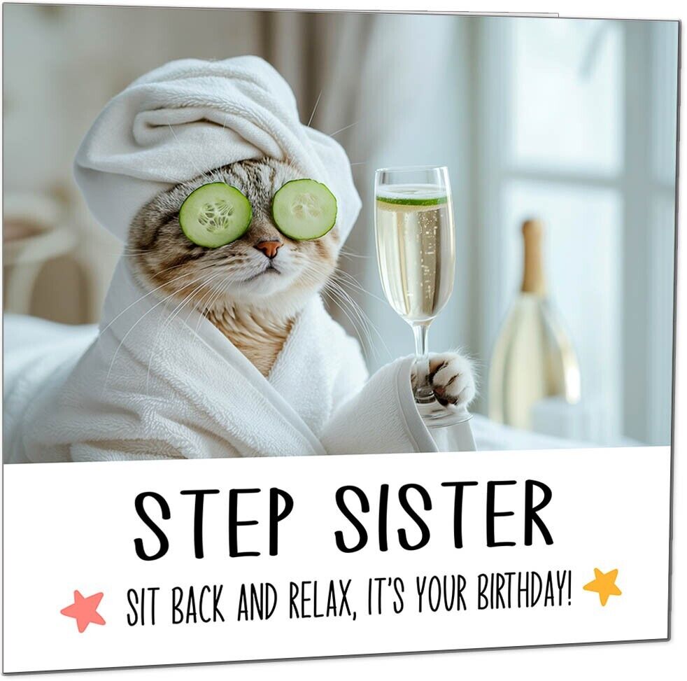Birthday Card - Sit back and Relax Cat Spa - Funny