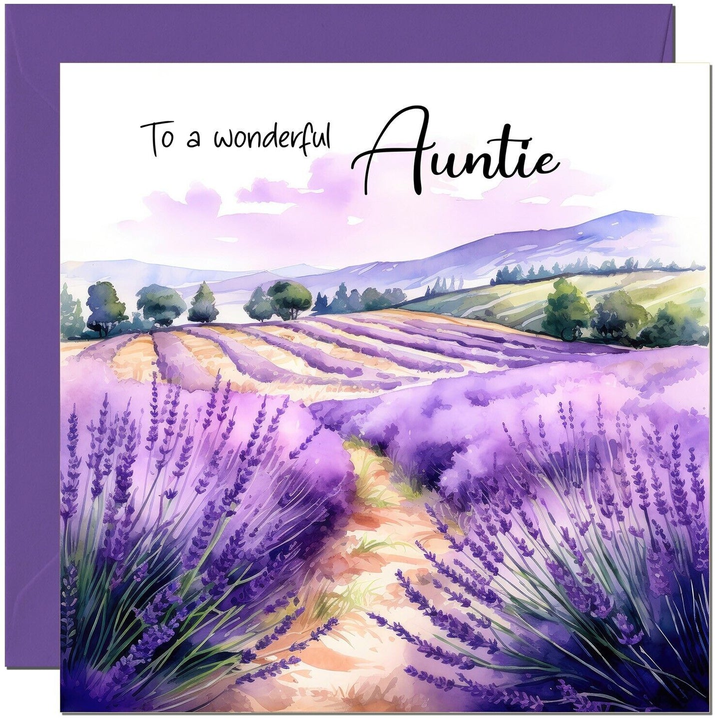 Birthday Card - Beautiful landscape Purple Lavender Fields