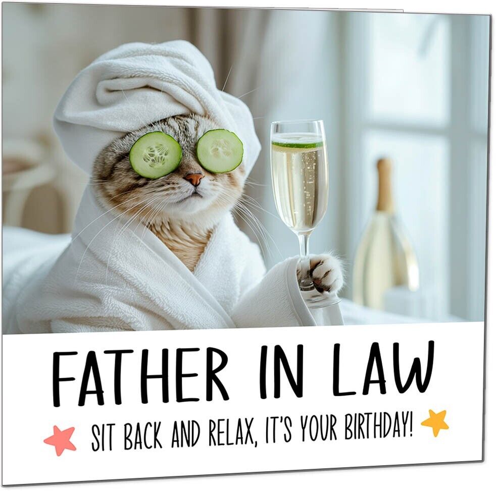 Birthday Card - Sit back and Relax Cat Spa - Funny