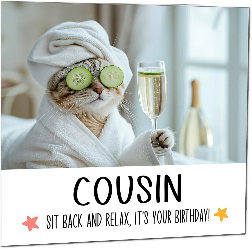 Birthday Card - Sit back and Relax Cat Spa - Funny