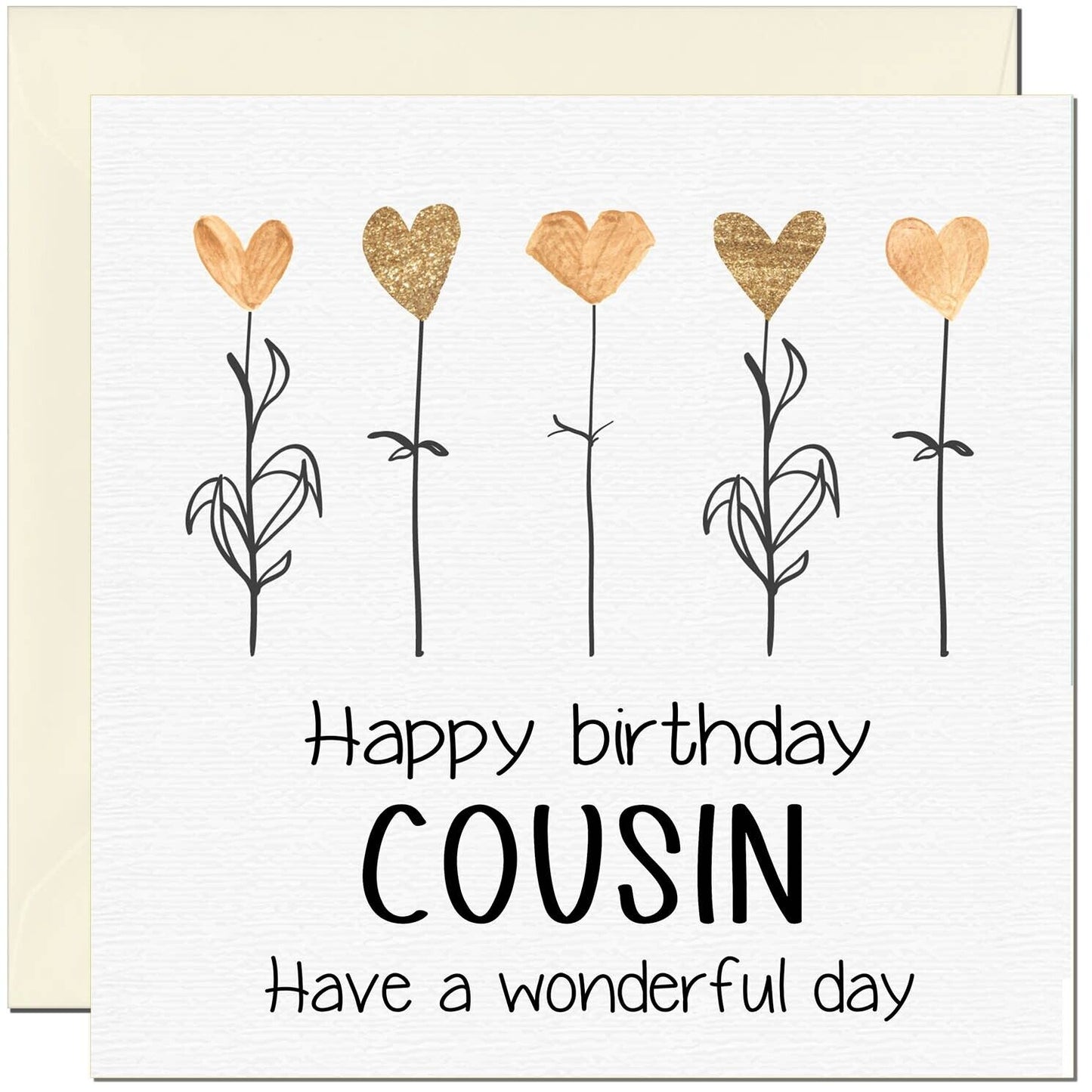 Birthday Card - Eco Friendly Elegant Heart Flowers Beautiful