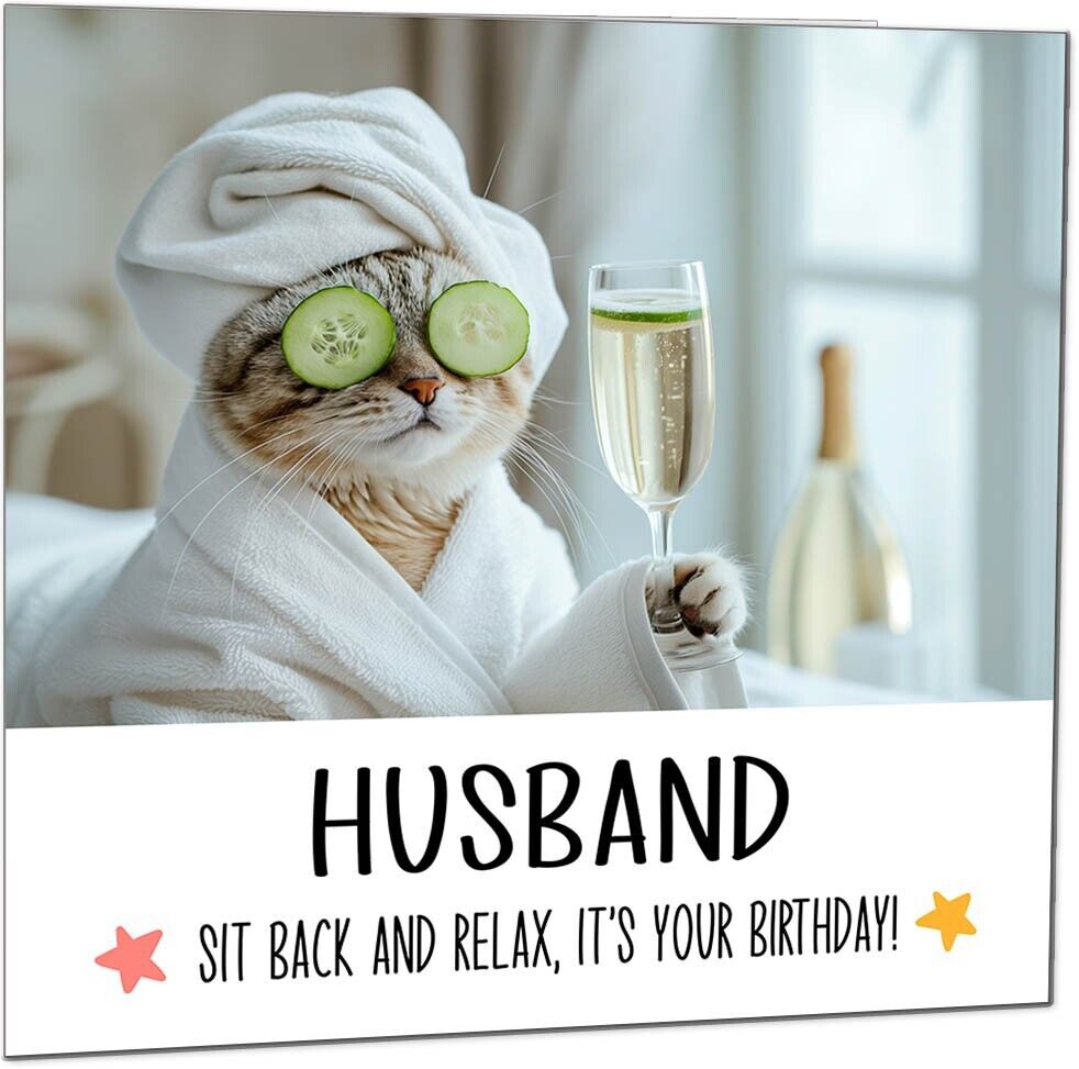 Birthday Card - Sit back and Relax Cat Spa - Funny