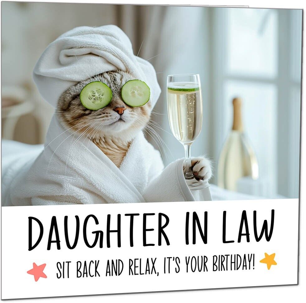 Birthday Card - Sit back and Relax Cat Spa - Funny
