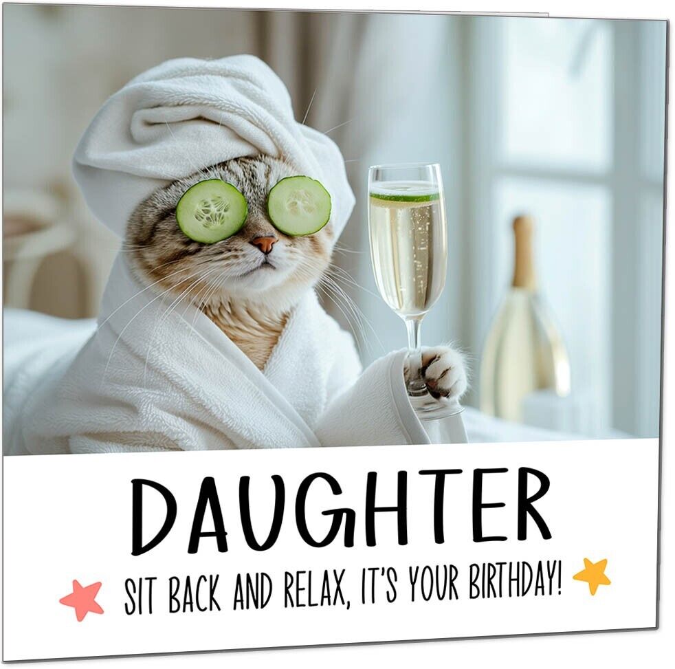 Birthday Card - Sit back and Relax Cat Spa - Funny