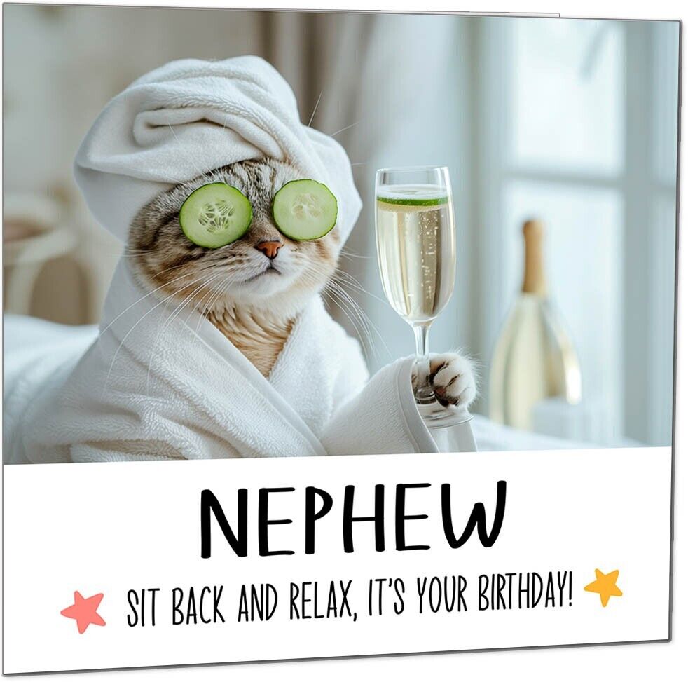Birthday Card - Sit back and Relax Cat Spa - Funny