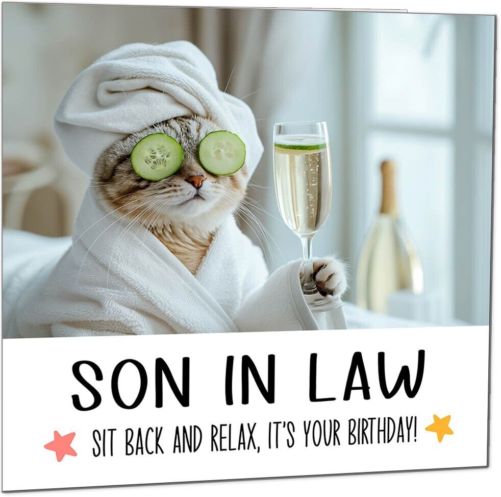 Birthday Card - Sit back and Relax Cat Spa - Funny