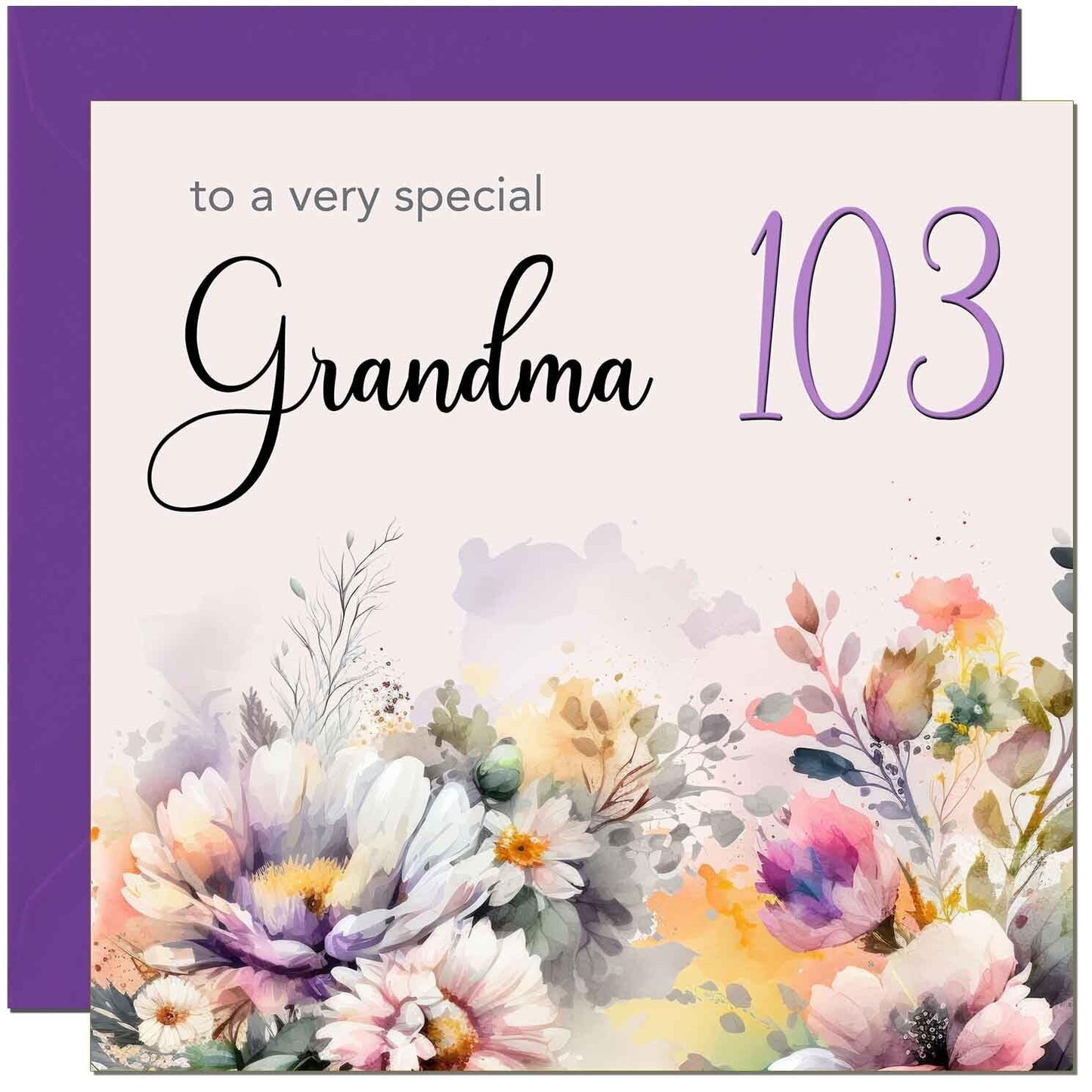 Grandmother Birthday Card - Purple Floral Nanny Grandma