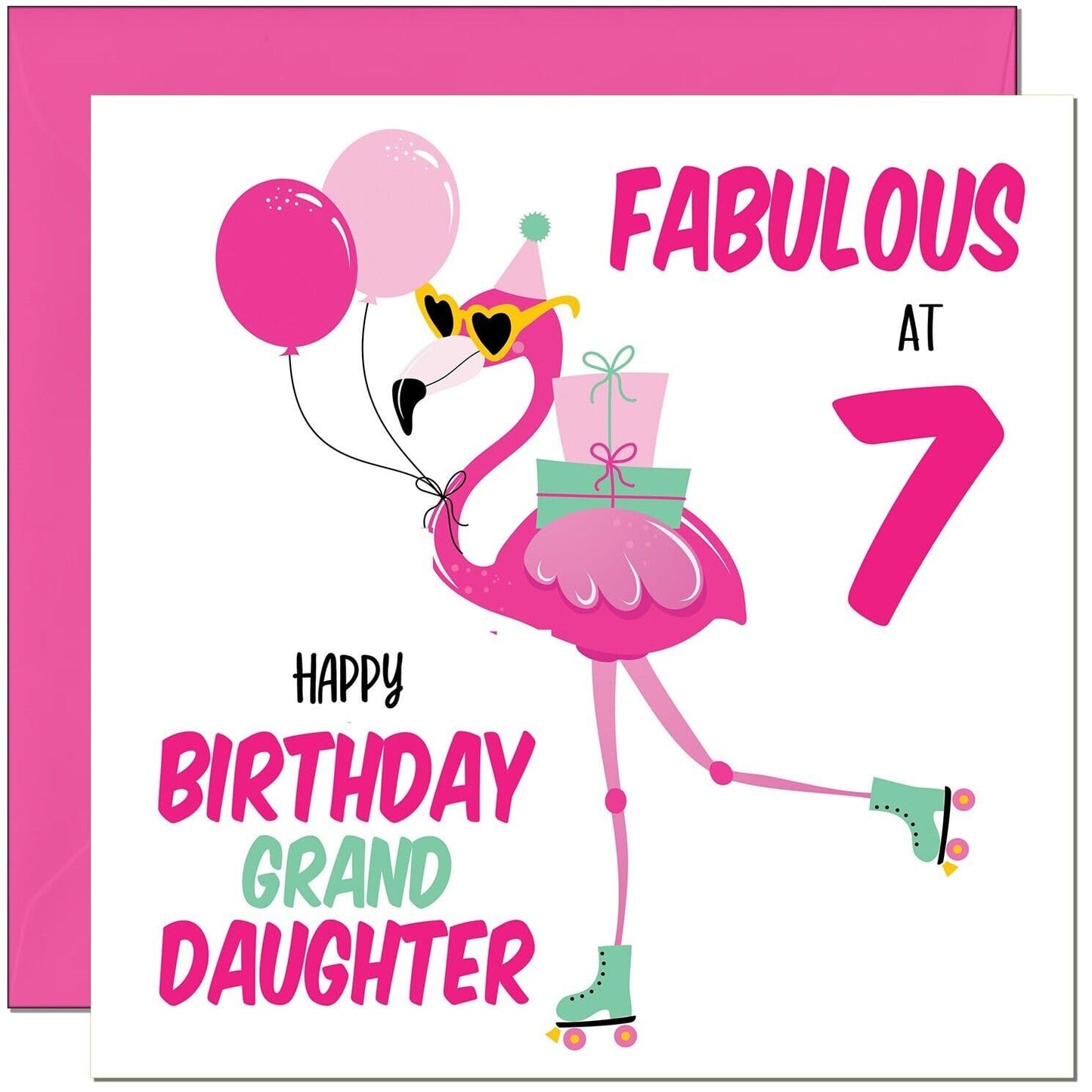 GrandDaughter Birthday Card - Fabulous Flamingo - Pink Cute Granddaughters