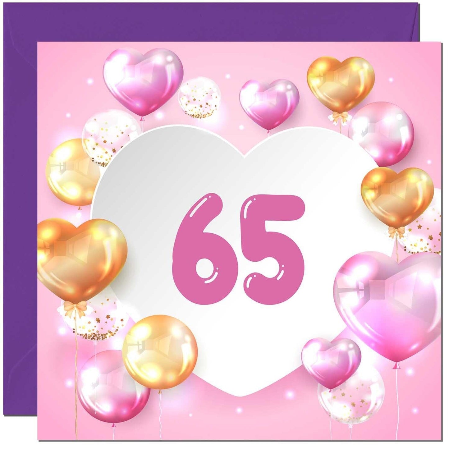 Birthday Card for women Girls Pink Balloon Numbers