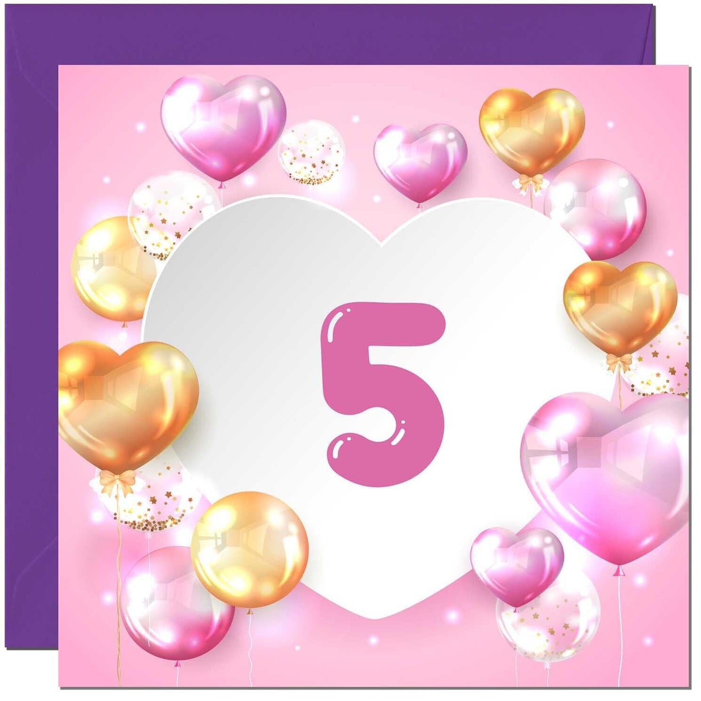 Birthday Card for women Girls Pink Balloon Numbers