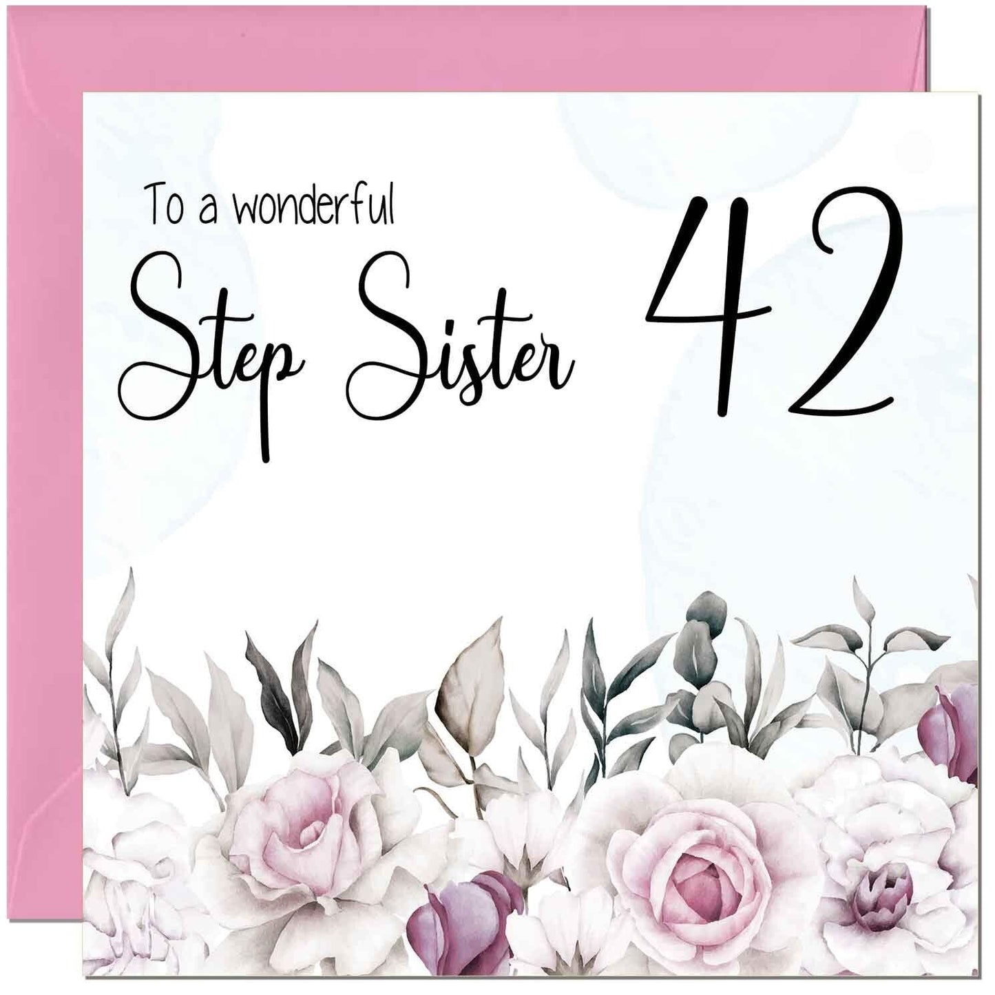 Step Sister Birthday Card Floral Elegant Step Sisters