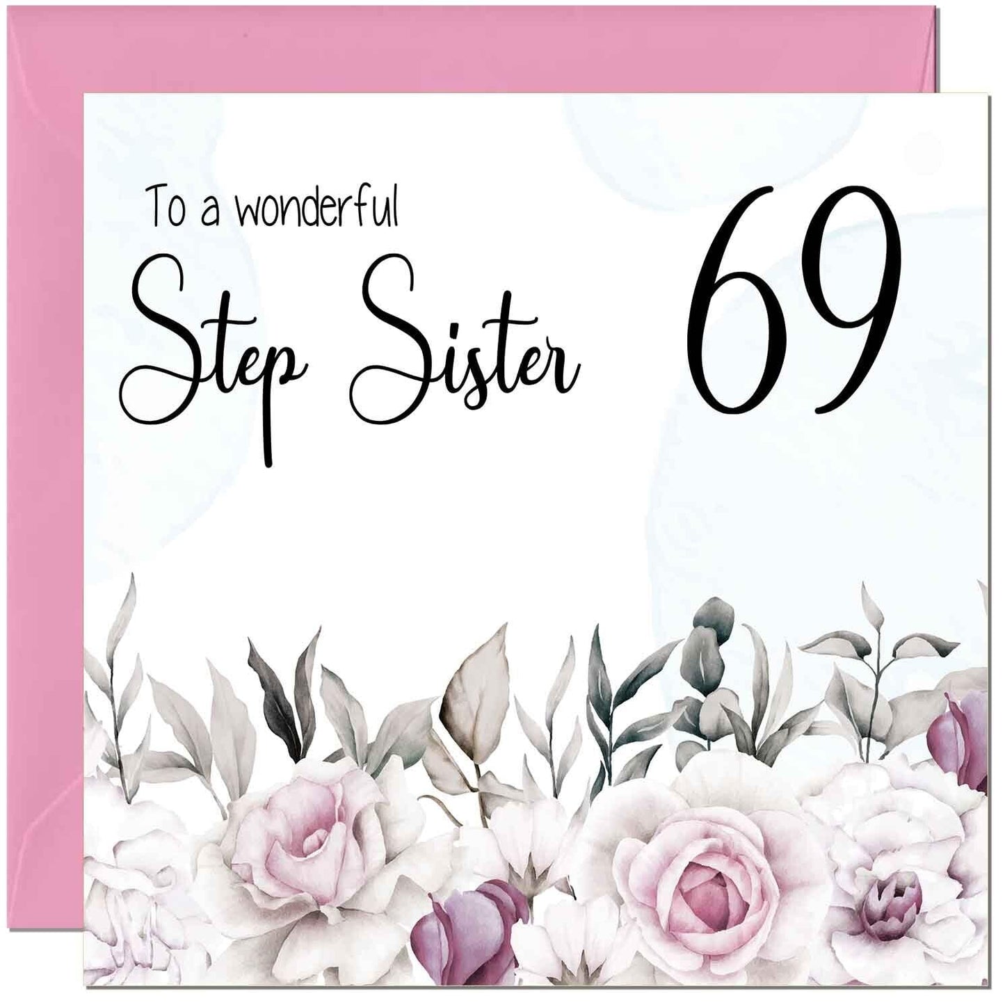 Step Sister Birthday Card Floral Elegant Step Sisters
