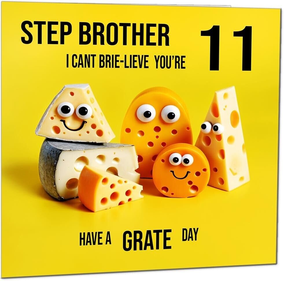 Step Brother Birthday Card - Cheese Pun Funny Step-Brothers