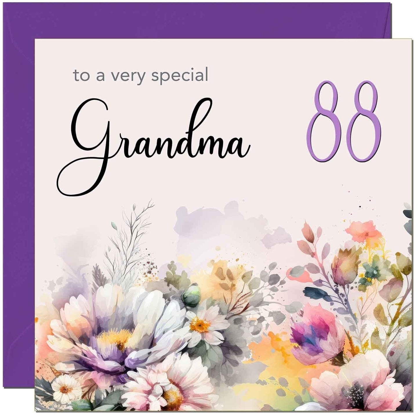 Grandmother Birthday Card - Purple Floral Nanny Grandma