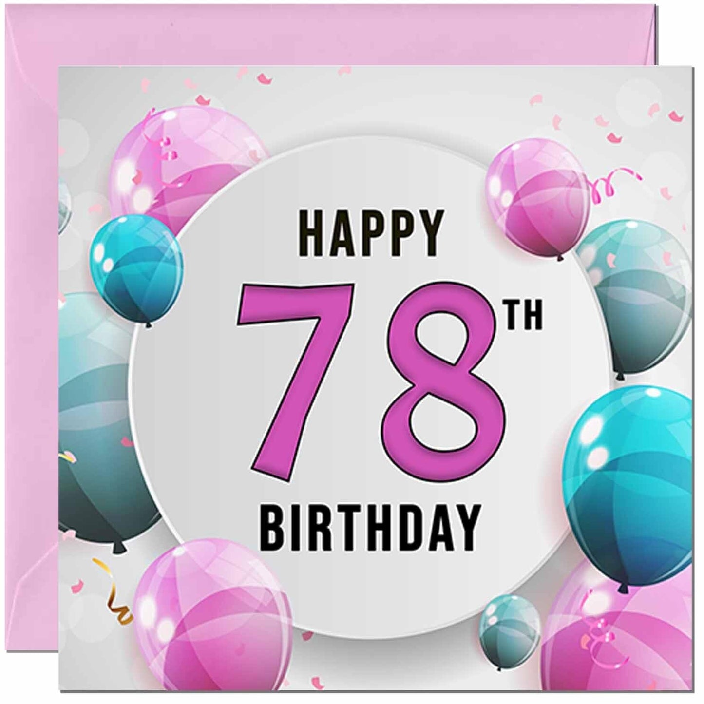 Birthday Card for women - Pink Turquoise Balloon Number