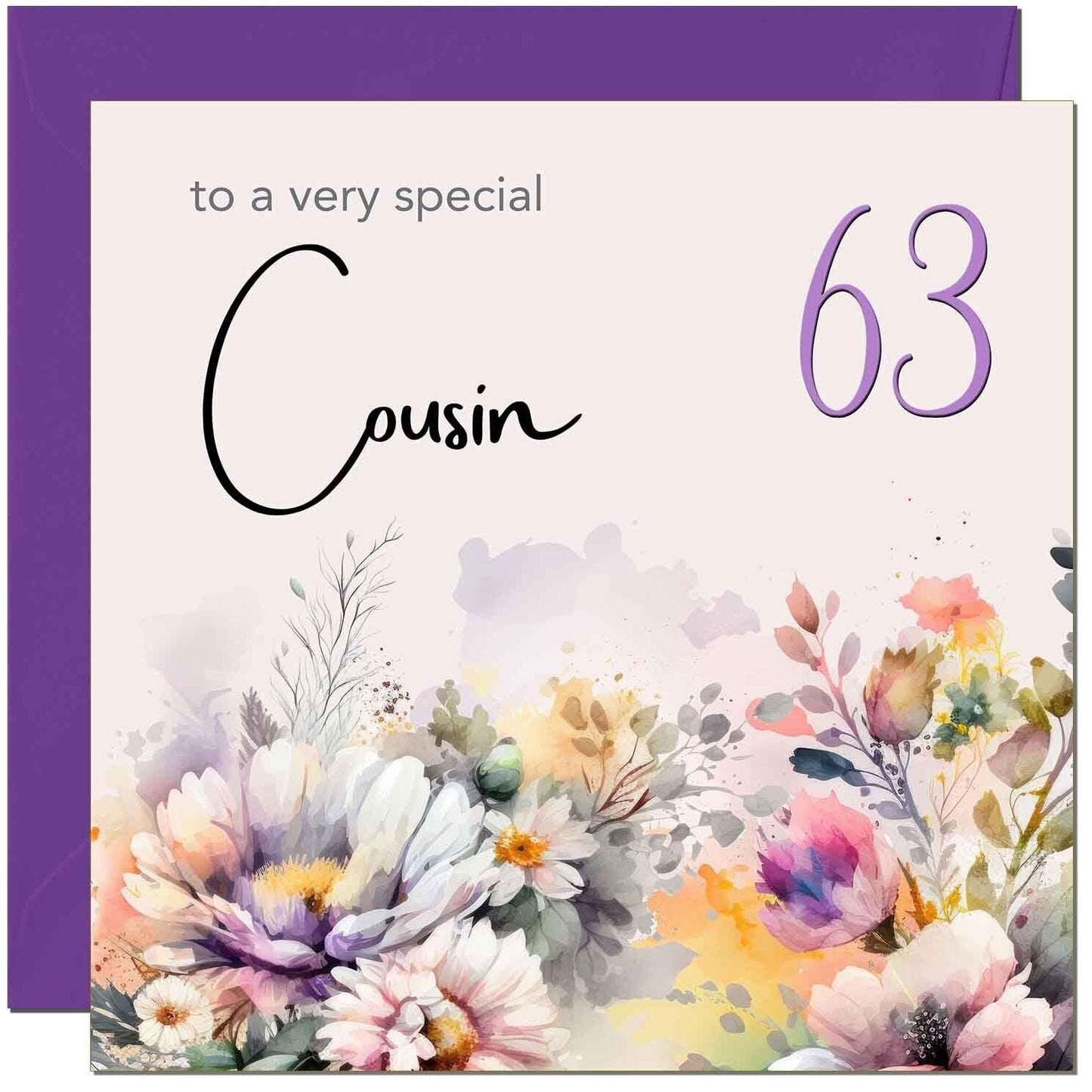 Cousin Birthday Card - Purple Floral Cousin's