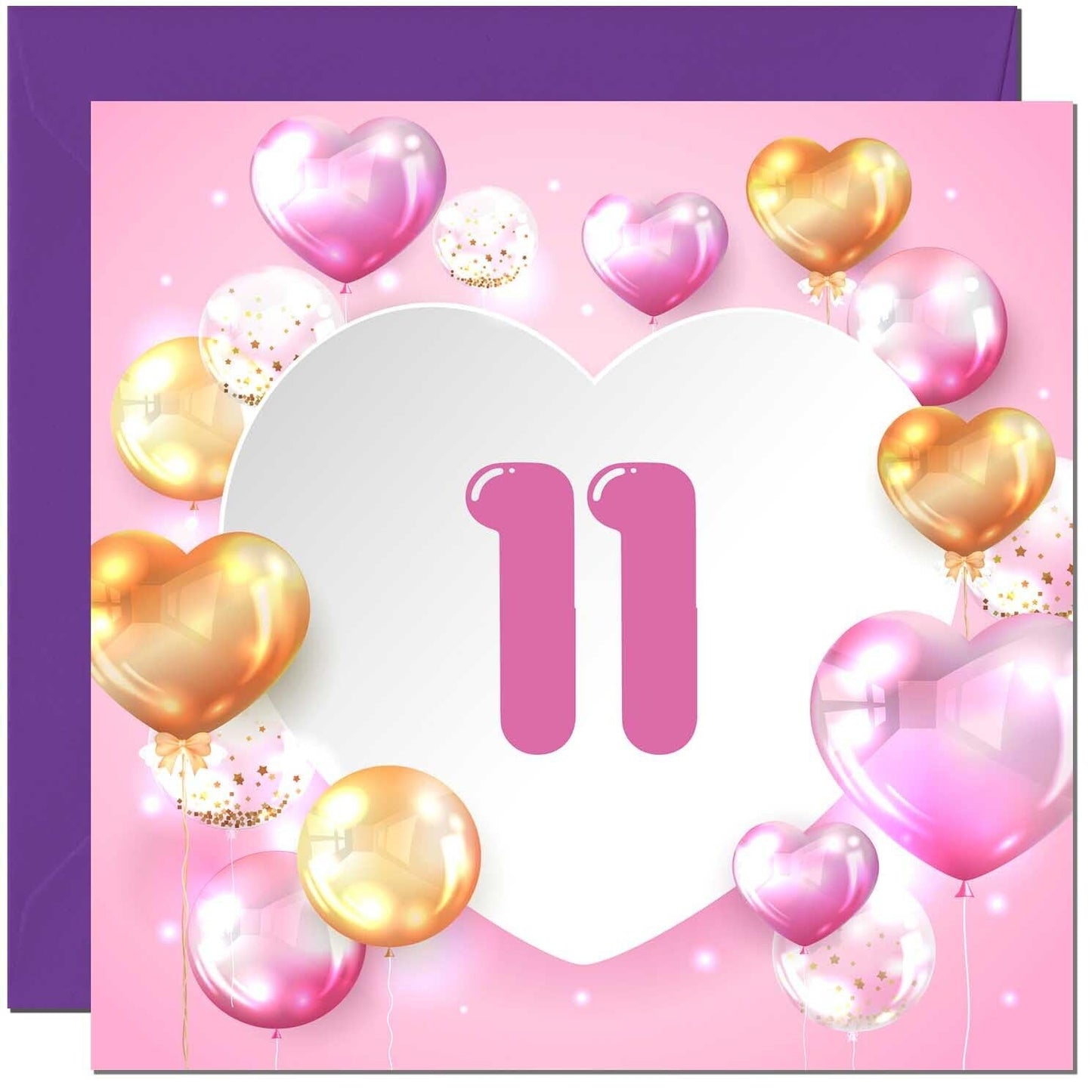 Birthday Card for women Girls Pink Balloon Numbers