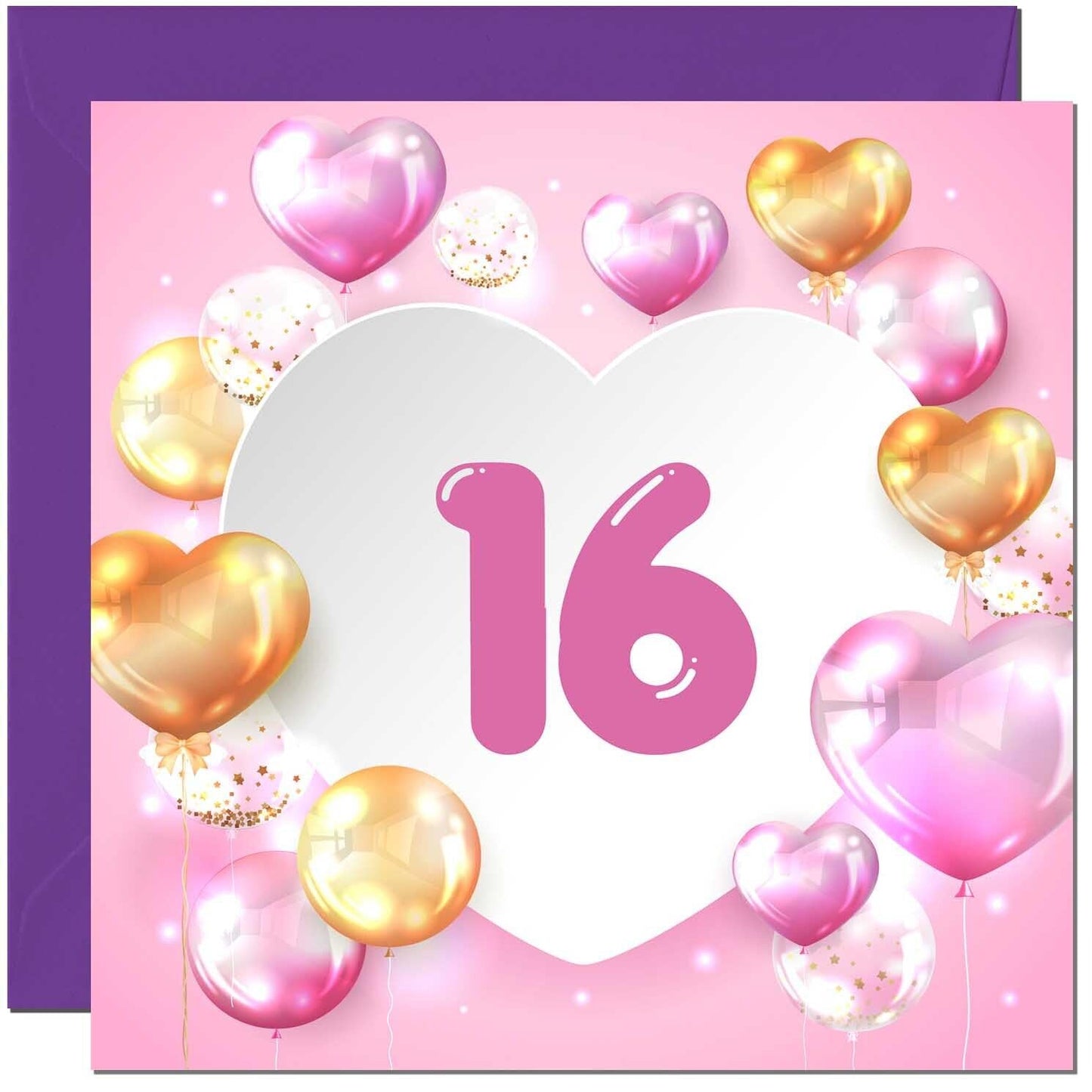 Birthday Card for women Girls Pink Balloon Numbers