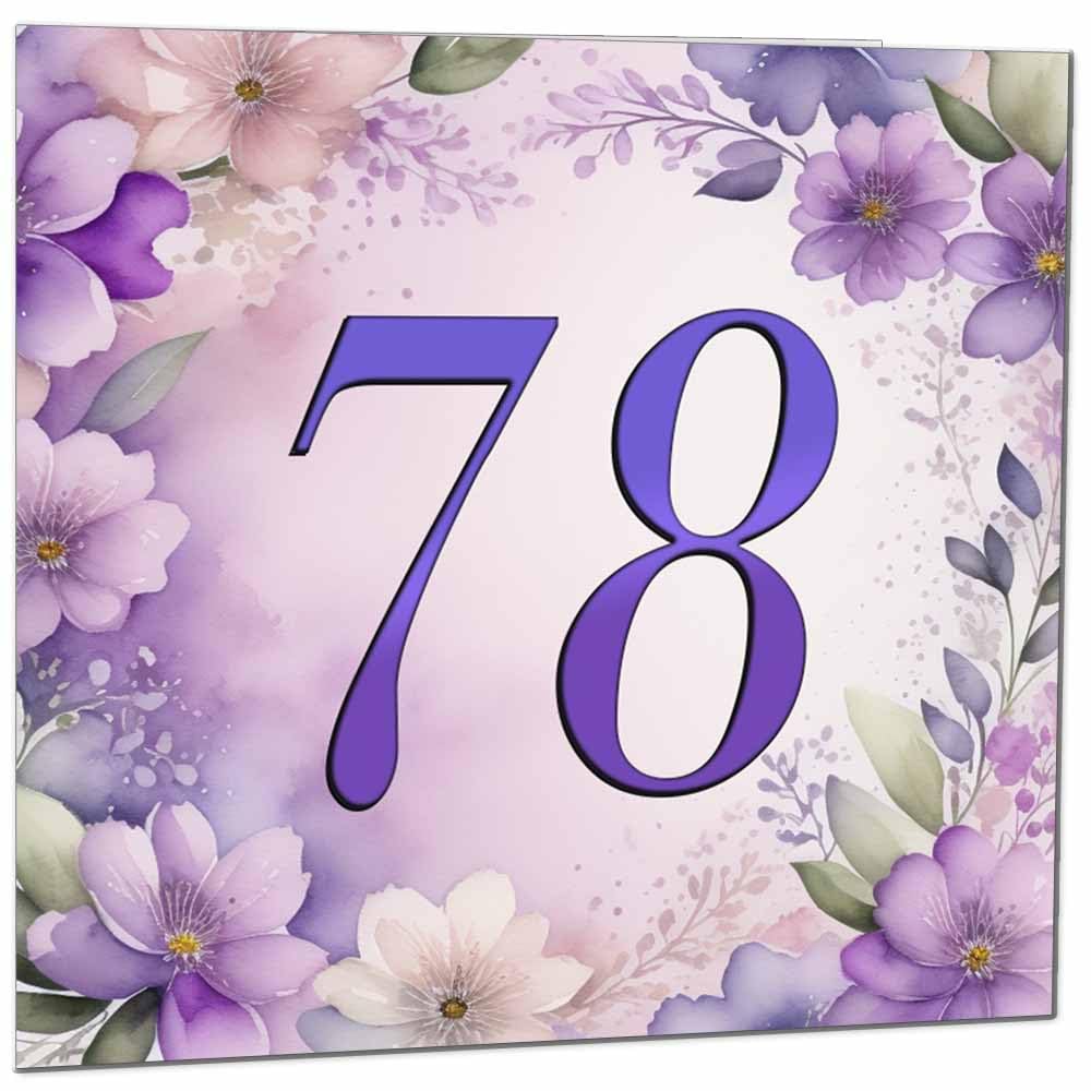 Birthday Card for Women - Purple Floral 80th Birthday Cards for year old woman Ladies Grandma Nan Aunt Mum Sister Mom Friend