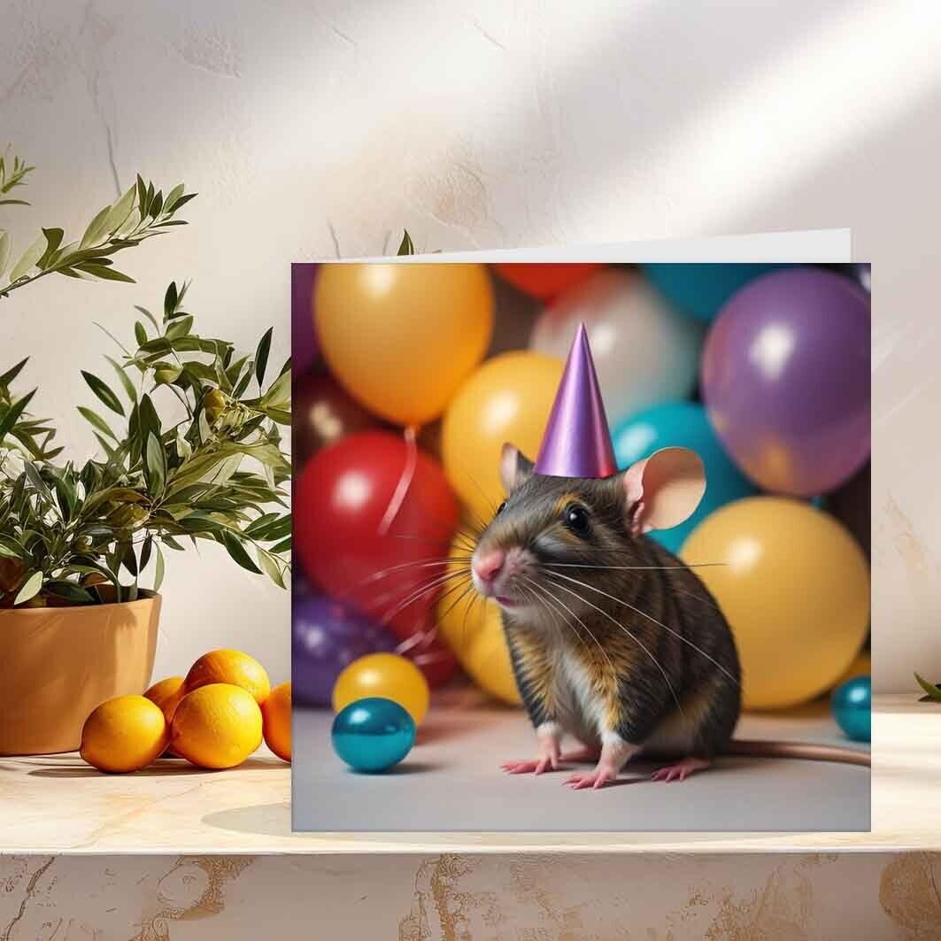 Cute Rat Birthday Card 145 x 145mm