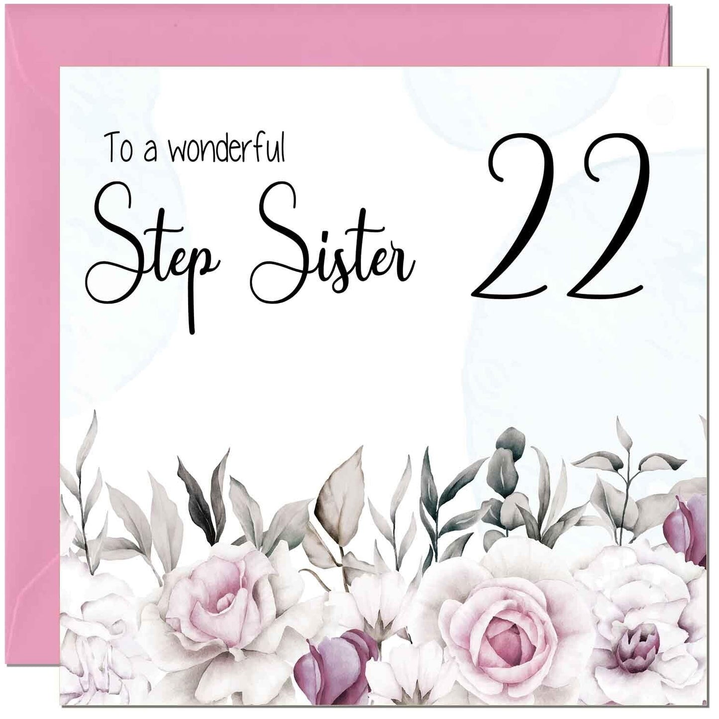 Step Sister Birthday Card Floral Elegant Step Sisters