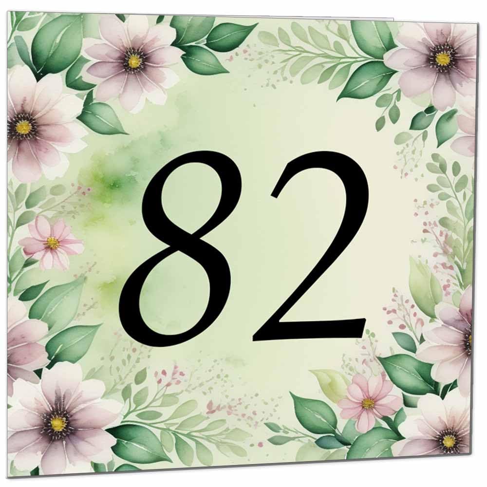 80th Birthday Card for Women Men - Green Floral Birthday Cards for 80 year old Lady Eighty Eightieth Ladies Grandma Nan Aunt Mum Sister Mom Friend
