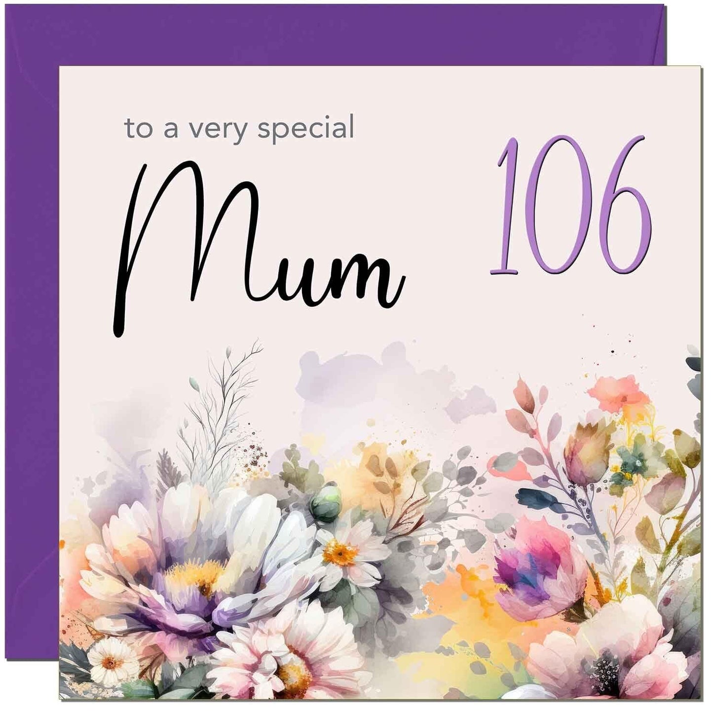 Mum Birthday Card - Purple Floral Mother Mom Mums