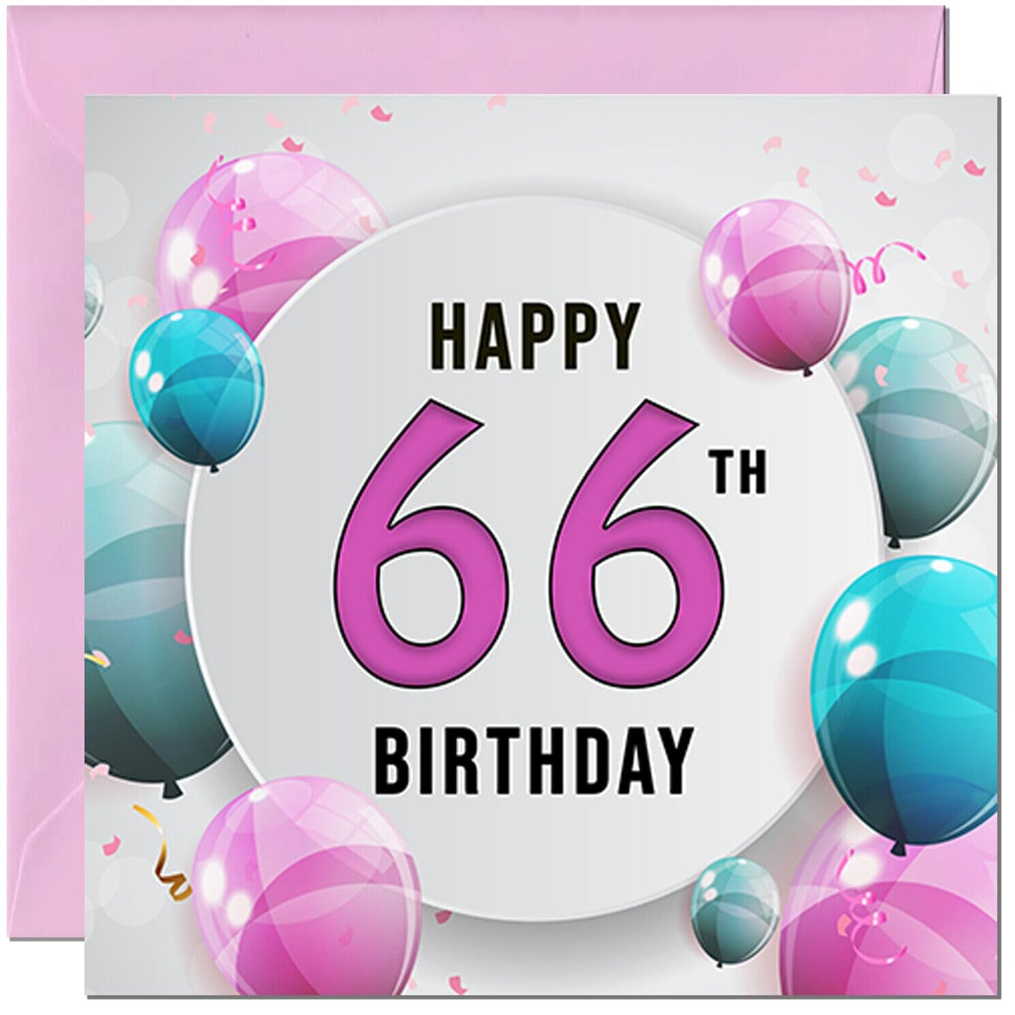 Birthday Card for women - Pink Turquoise Balloon Number