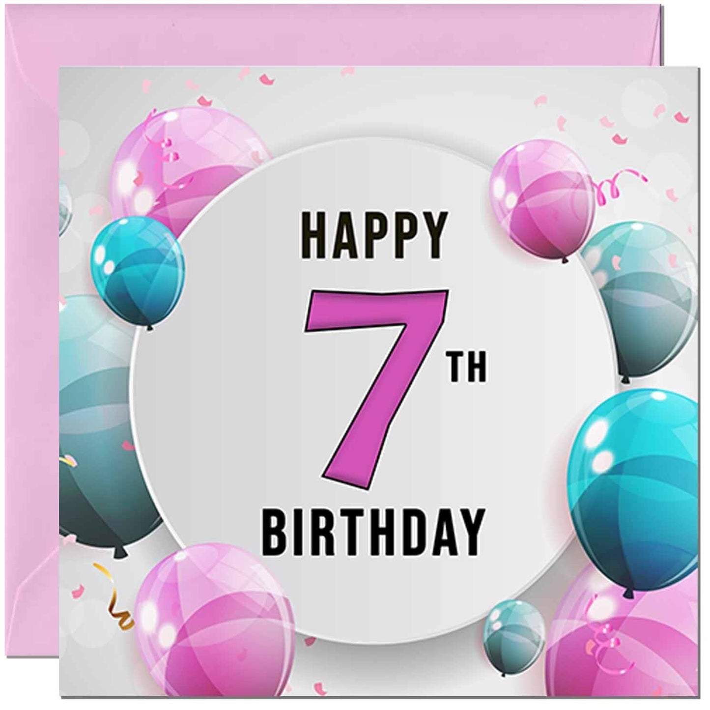 Birthday Card for women - Pink Turquoise Balloon Number