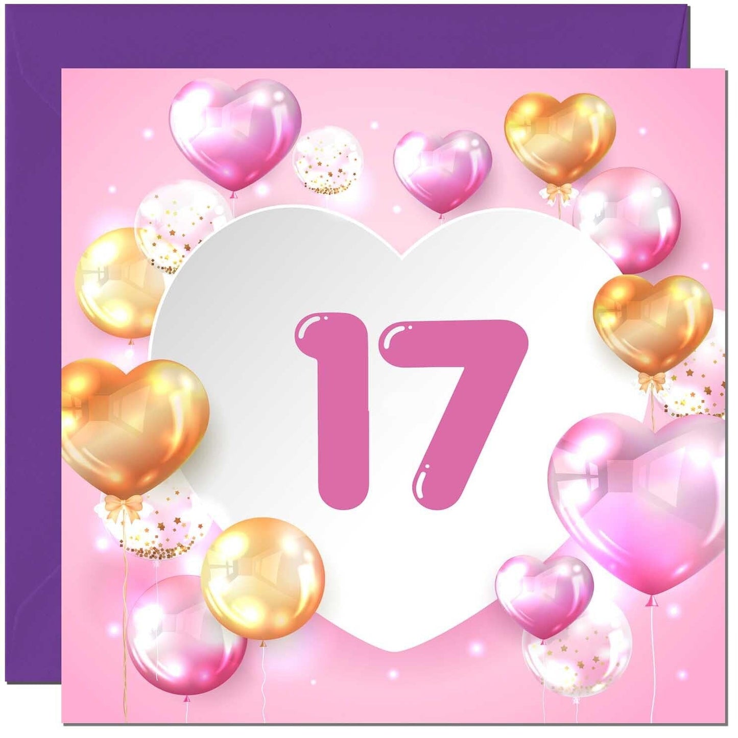 Birthday Card for women Girls Pink Balloon Numbers