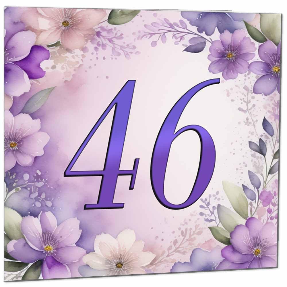 Birthday Card for Women - Purple Floral 80th Birthday Cards for year old woman Ladies Grandma Nan Aunt Mum Sister Mom Friend