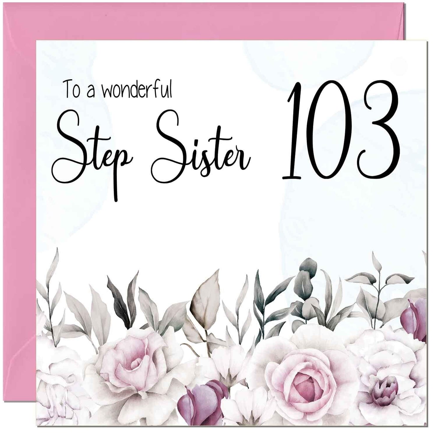 Step Sister Birthday Card Floral Elegant Step Sisters