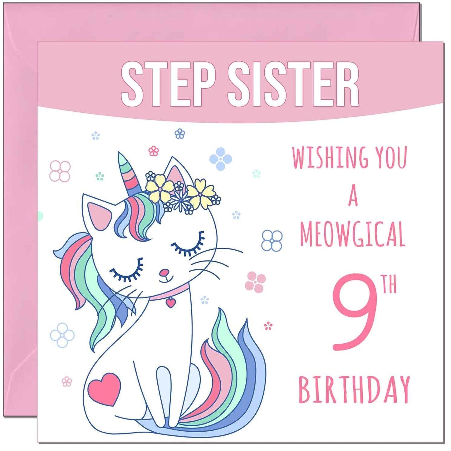 Step Sister Birthday Card - Meowgical Funny Cat