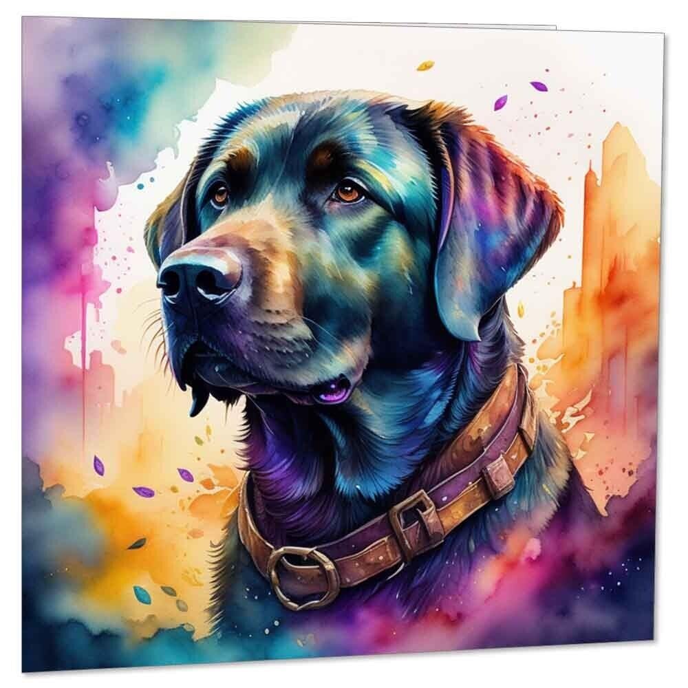 Watercolour Labrador Dog Greeting Card Labrador Birthday Card - 145 x 145mm
