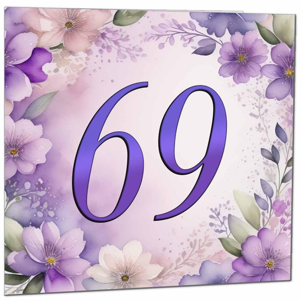 Birthday Card for Women - Purple Floral 80th Birthday Cards for year old woman Ladies Grandma Nan Aunt Mum Sister Mom Friend