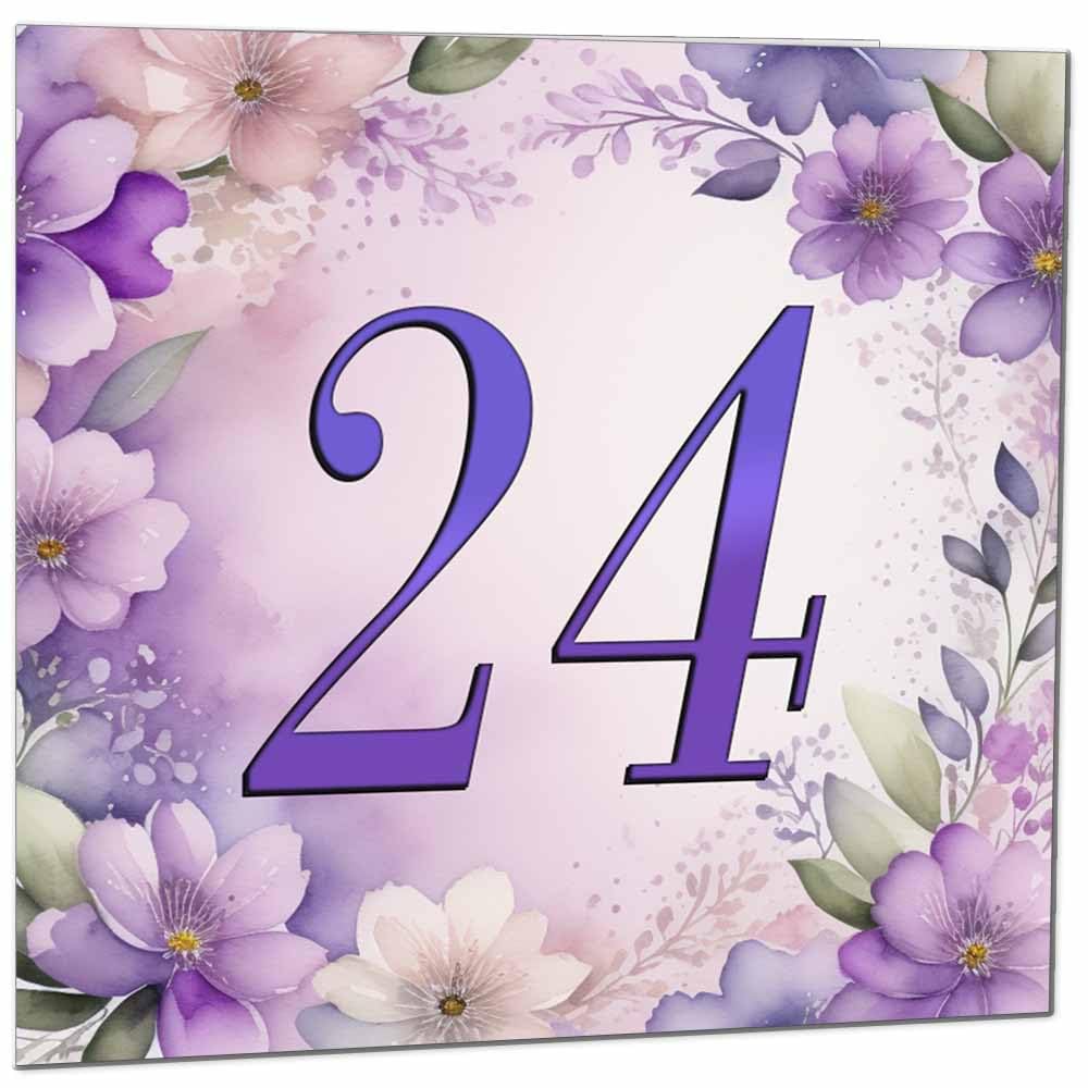 Birthday Card for Women - Purple Floral 80th Birthday Cards for year old woman Ladies Grandma Nan Aunt Mum Sister Mom Friend
