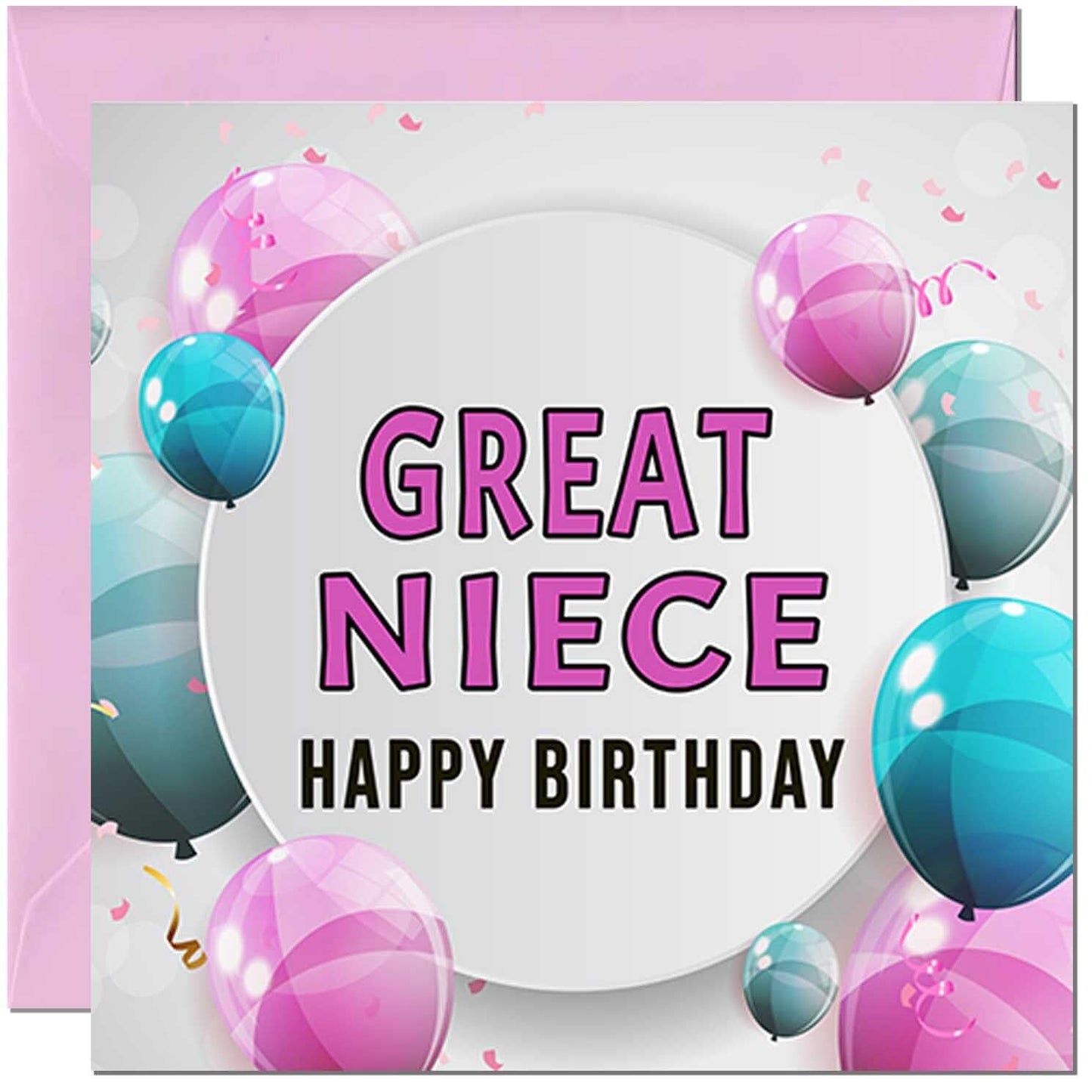 Birthday Card for women - Pink Turquoise Balloon Number