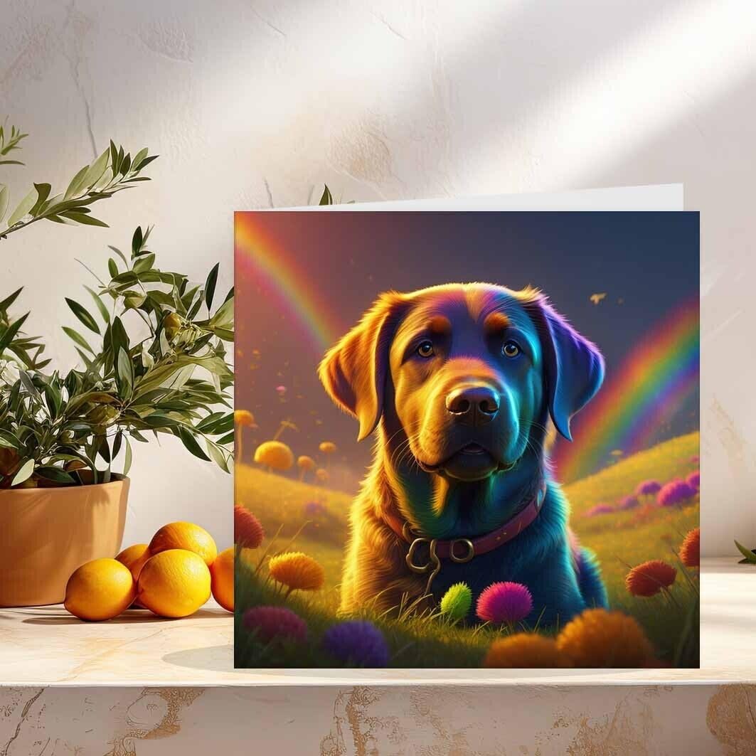 Rainbow Labrador Dog Greeting Card 145 x 145mm Cute Labrador Birthday Card